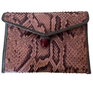 [Beth Levine] Small Brown Leather Clutch